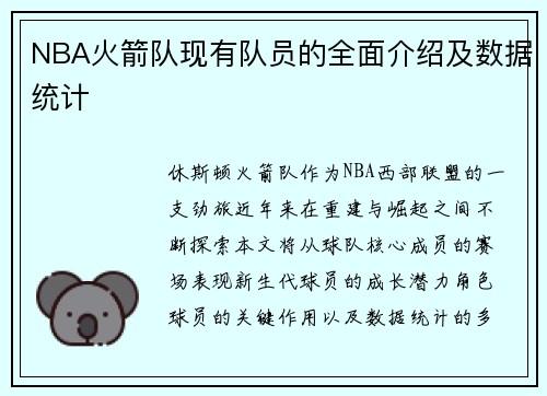 NBA火箭队现有队员的全面介绍及数据统计